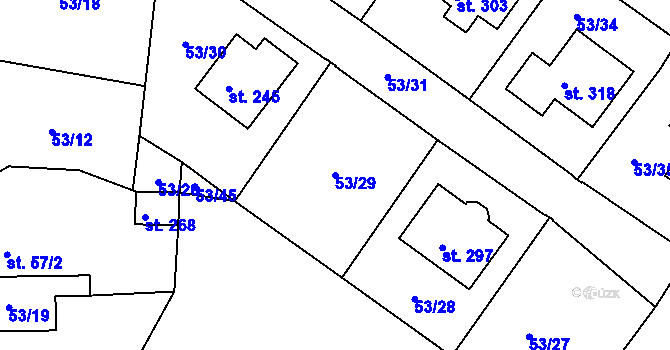 Parcela st. 53/29 v KÚ Suchá u Havlíčkova Brodu, Katastrální mapa