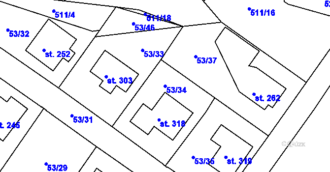 Parcela st. 53/34 v KÚ Suchá u Havlíčkova Brodu, Katastrální mapa