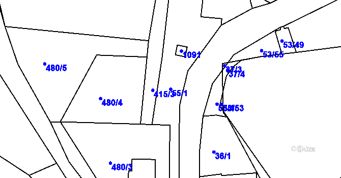 Parcela st. 55/1 v KÚ Suchá u Havlíčkova Brodu, Katastrální mapa