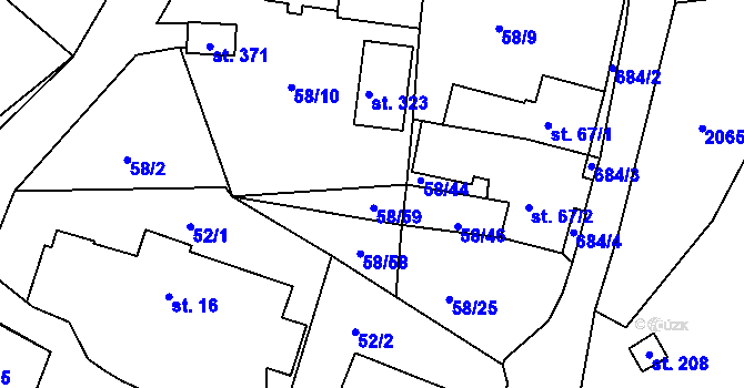 Parcela st. 58/15 v KÚ Suchá u Havlíčkova Brodu, Katastrální mapa