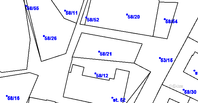 Parcela st. 58/21 v KÚ Suchá u Havlíčkova Brodu, Katastrální mapa
