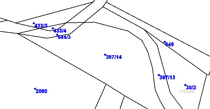 Parcela st. 397/14 v KÚ Suchá u Havlíčkova Brodu, Katastrální mapa