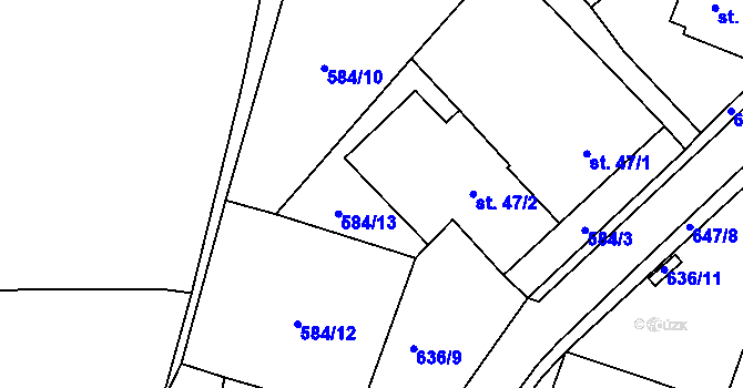 Parcela st. 584/2 v KÚ Suchá u Havlíčkova Brodu, Katastrální mapa