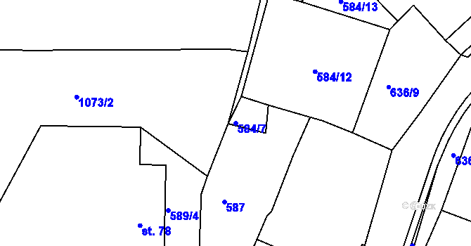 Parcela st. 584/7 v KÚ Suchá u Havlíčkova Brodu, Katastrální mapa