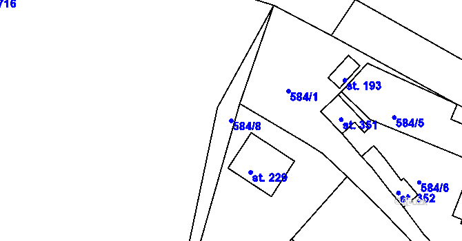 Parcela st. 584/8 v KÚ Suchá u Havlíčkova Brodu, Katastrální mapa