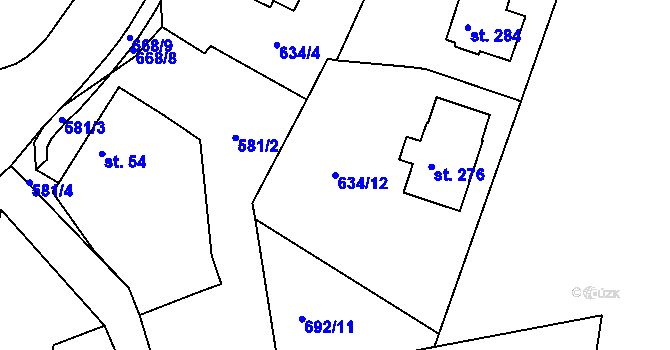 Parcela st. 634/12 v KÚ Suchá u Havlíčkova Brodu, Katastrální mapa