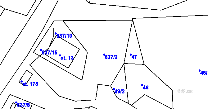 Parcela st. 637/2 v KÚ Suchá u Havlíčkova Brodu, Katastrální mapa