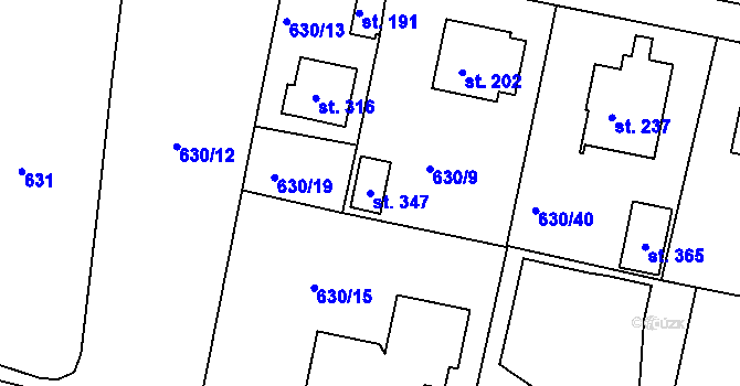 Parcela st. 347 v KÚ Suchá u Havlíčkova Brodu, Katastrální mapa
