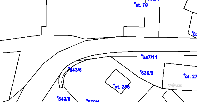 Parcela st. 647/6 v KÚ Suchá u Havlíčkova Brodu, Katastrální mapa