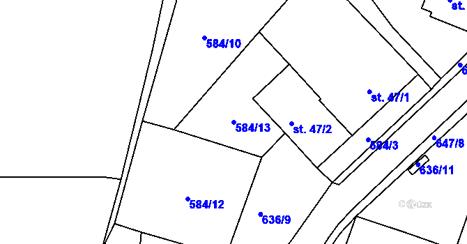 Parcela st. 584/13 v KÚ Suchá u Havlíčkova Brodu, Katastrální mapa