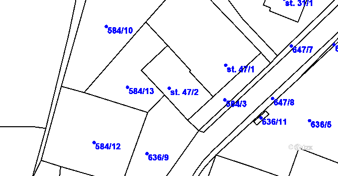 Parcela st. 47/2 v KÚ Suchá u Havlíčkova Brodu, Katastrální mapa