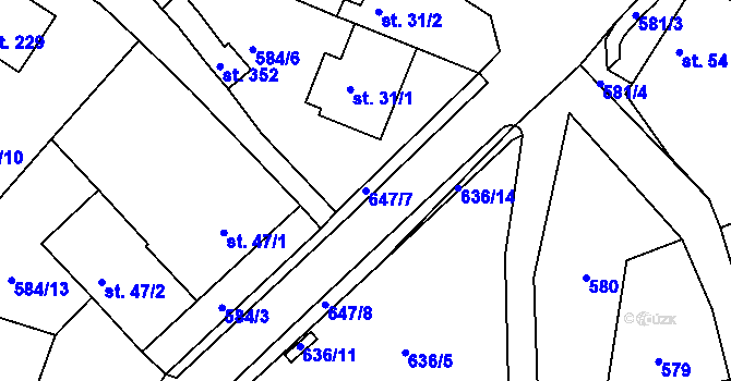 Parcela st. 647/7 v KÚ Suchá u Havlíčkova Brodu, Katastrální mapa