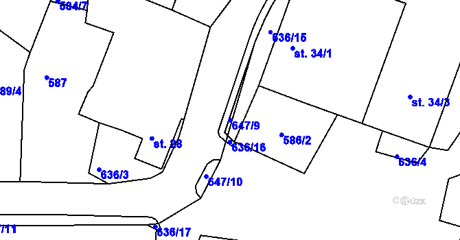 Parcela st. 647/9 v KÚ Suchá u Havlíčkova Brodu, Katastrální mapa