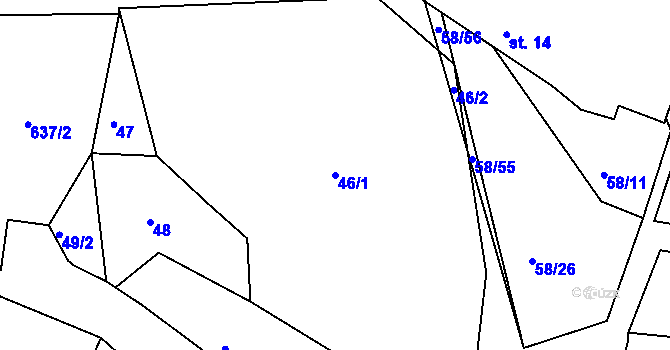 Parcela st. 46/1 v KÚ Suchá u Havlíčkova Brodu, Katastrální mapa