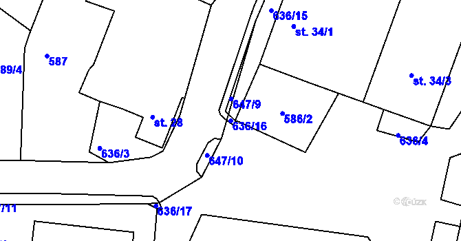 Parcela st. 636/16 v KÚ Suchá u Havlíčkova Brodu, Katastrální mapa