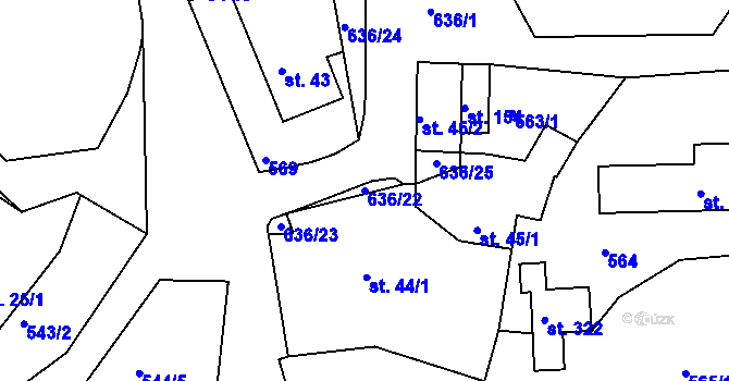 Parcela st. 636/22 v KÚ Suchá u Havlíčkova Brodu, Katastrální mapa