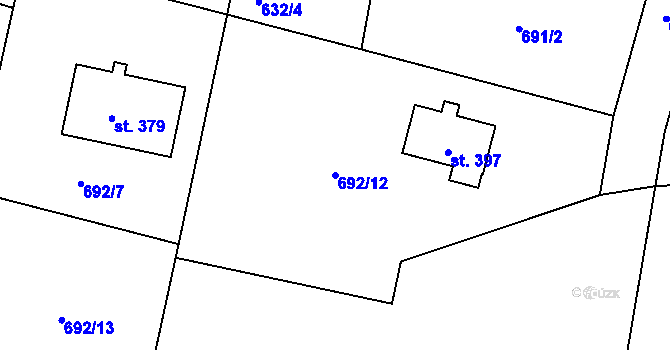 Parcela st. 692/12 v KÚ Suchá u Havlíčkova Brodu, Katastrální mapa