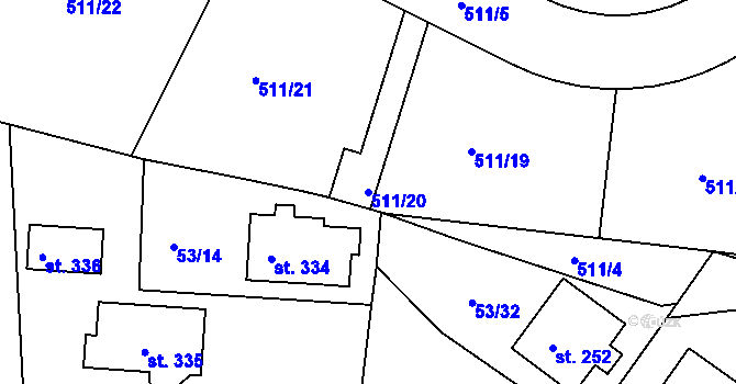 Parcela st. 511/20 v KÚ Suchá u Havlíčkova Brodu, Katastrální mapa