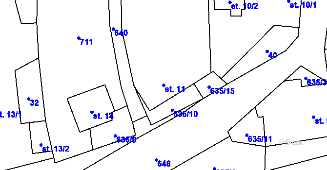 Parcela st. 11 v KÚ Suchá u Nechanic, Katastrální mapa