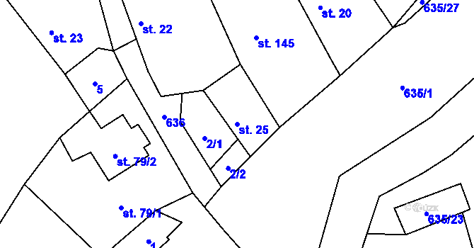 Parcela st. 25 v KÚ Suchá u Nechanic, Katastrální mapa