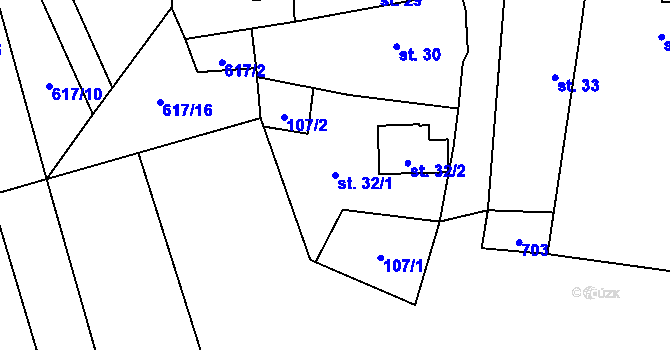 Parcela st. 32/1 v KÚ Suchá u Nechanic, Katastrální mapa