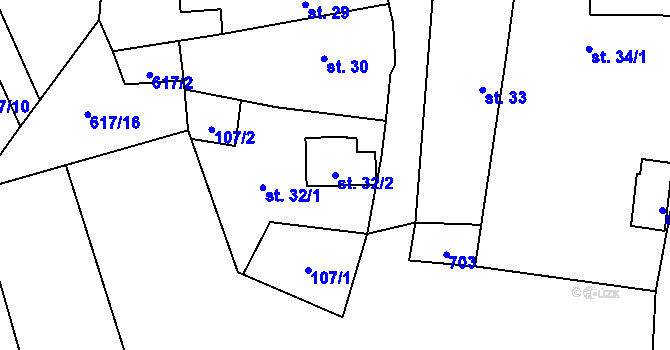 Parcela st. 32/2 v KÚ Suchá u Nechanic, Katastrální mapa