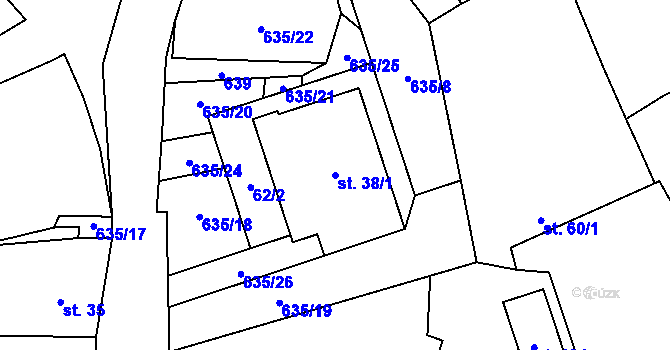 Parcela st. 38/1 v KÚ Suchá u Nechanic, Katastrální mapa