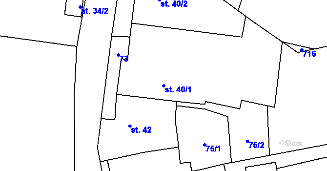 Parcela st. 40/1 v KÚ Suchá u Nechanic, Katastrální mapa