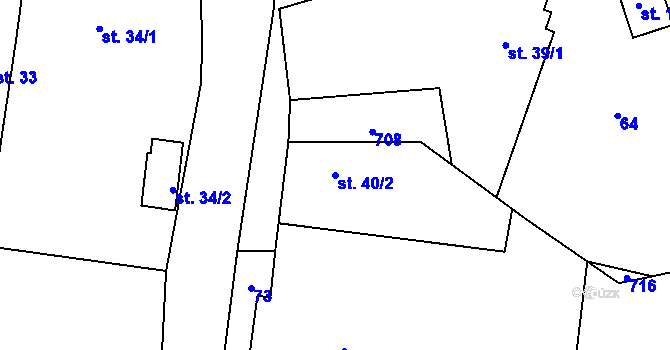 Parcela st. 40/2 v KÚ Suchá u Nechanic, Katastrální mapa