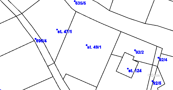 Parcela st. 49/1 v KÚ Suchá u Nechanic, Katastrální mapa