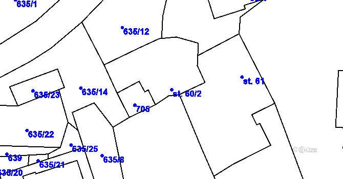 Parcela st. 60/2 v KÚ Suchá u Nechanic, Katastrální mapa
