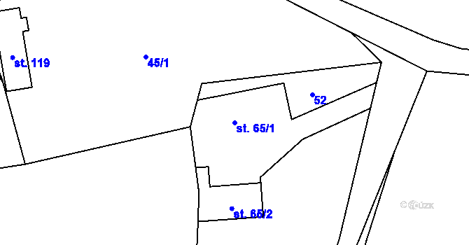 Parcela st. 65/1 v KÚ Suchá u Nechanic, Katastrální mapa