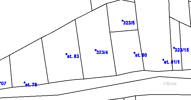 Parcela st. 323/4 v KÚ Suchá u Nechanic, Katastrální mapa