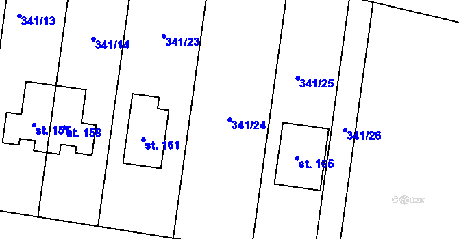 Parcela st. 341/24 v KÚ Suchá u Nechanic, Katastrální mapa