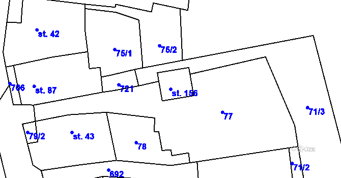 Parcela st. 156 v KÚ Suchá u Nechanic, Katastrální mapa