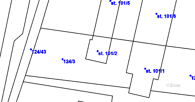 Parcela st. 101/2 v KÚ Suchá u Nechanic, Katastrální mapa