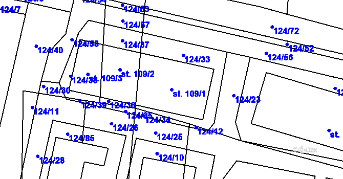 Parcela st. 109/1 v KÚ Suchá u Nechanic, Katastrální mapa