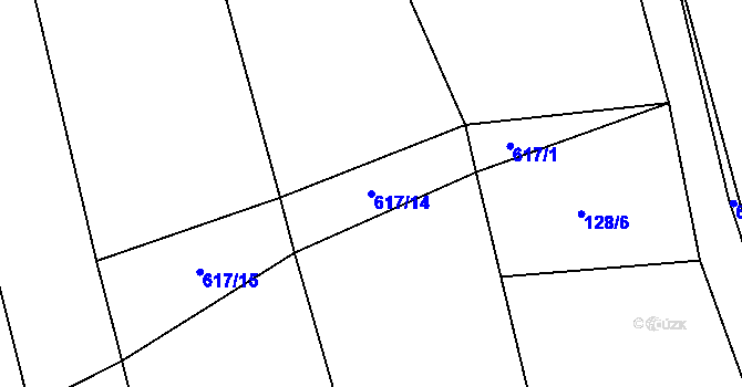 Parcela st. 617/14 v KÚ Suchá u Nechanic, Katastrální mapa