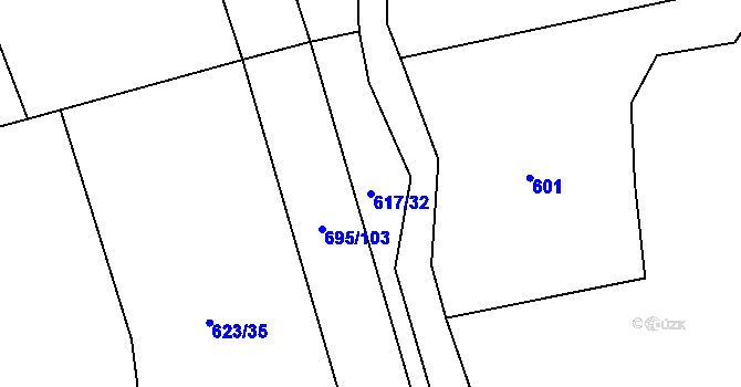 Parcela st. 617/32 v KÚ Suchá u Nechanic, Katastrální mapa