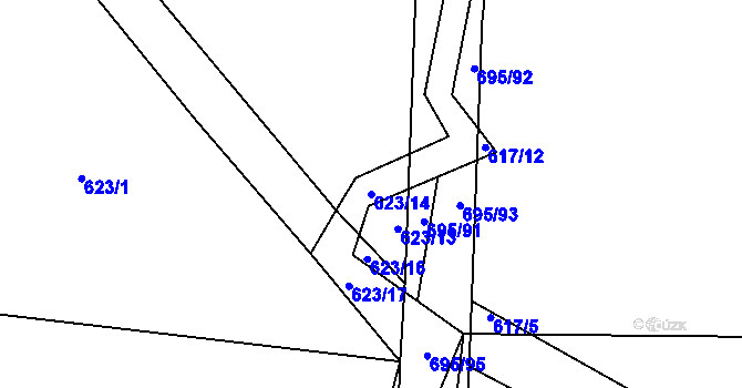 Parcela st. 623/14 v KÚ Suchá u Nechanic, Katastrální mapa