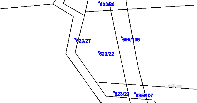 Parcela st. 623/22 v KÚ Suchá u Nechanic, Katastrální mapa