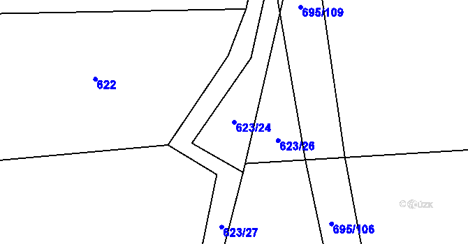 Parcela st. 623/24 v KÚ Suchá u Nechanic, Katastrální mapa