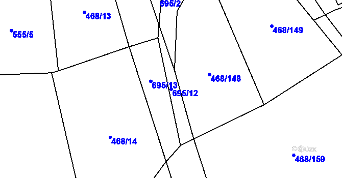 Parcela st. 695/12 v KÚ Suchá u Nechanic, Katastrální mapa