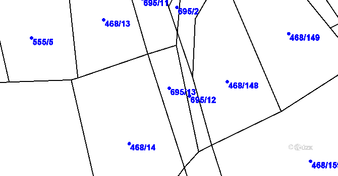 Parcela st. 695/13 v KÚ Suchá u Nechanic, Katastrální mapa