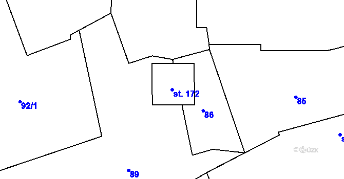 Parcela st. 172 v KÚ Suchá u Nechanic, Katastrální mapa