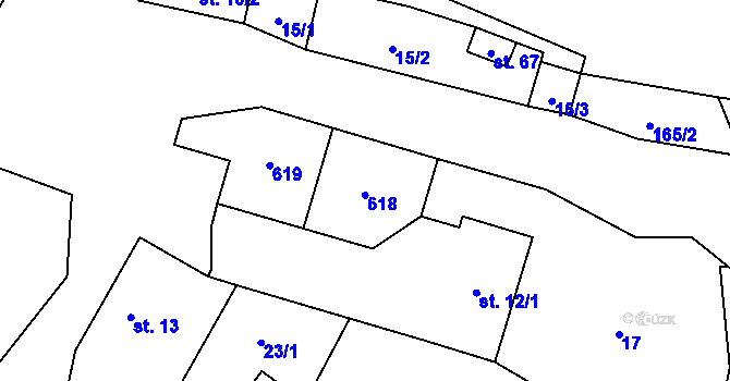 Parcela st. 12/2 v KÚ Beranovec, Katastrální mapa