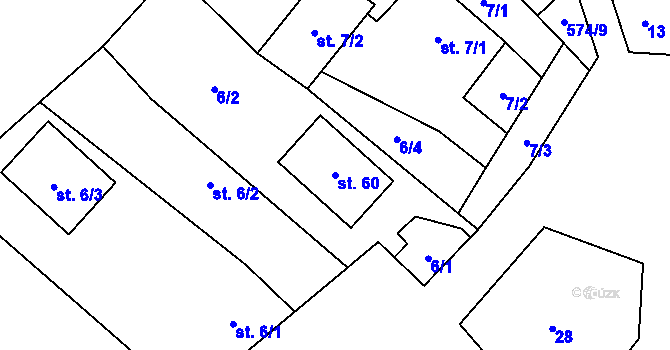 Parcela st. 60 v KÚ Beranovec, Katastrální mapa