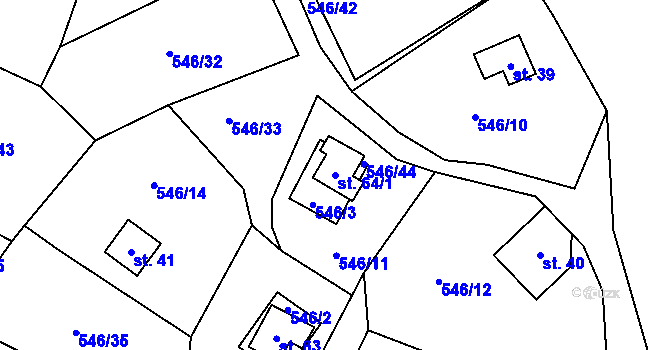 Parcela st. 64/1 v KÚ Beranovec, Katastrální mapa