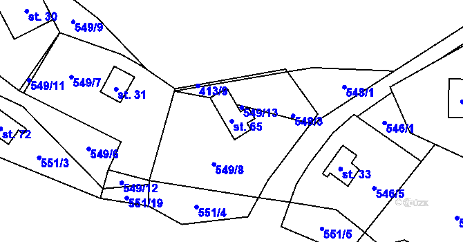 Parcela st. 65 v KÚ Beranovec, Katastrální mapa