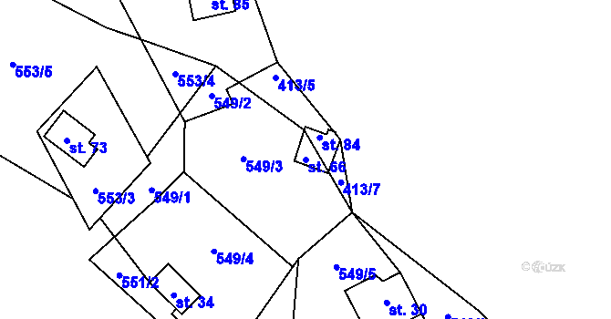 Parcela st. 66 v KÚ Beranovec, Katastrální mapa